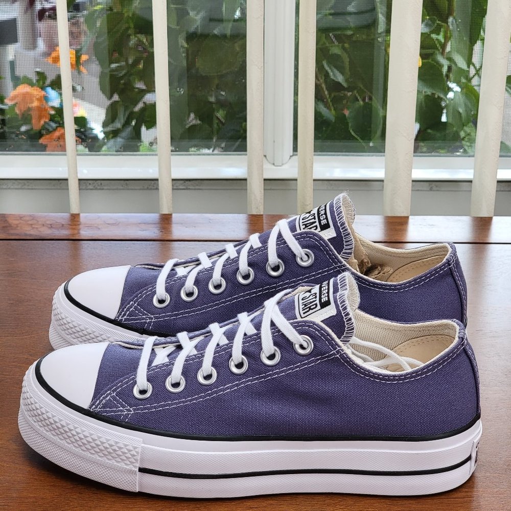 Converse Women's CTAS Lift Ox Canvas 571405C Steel/White/Black Size 9 - Picture 4 of 10